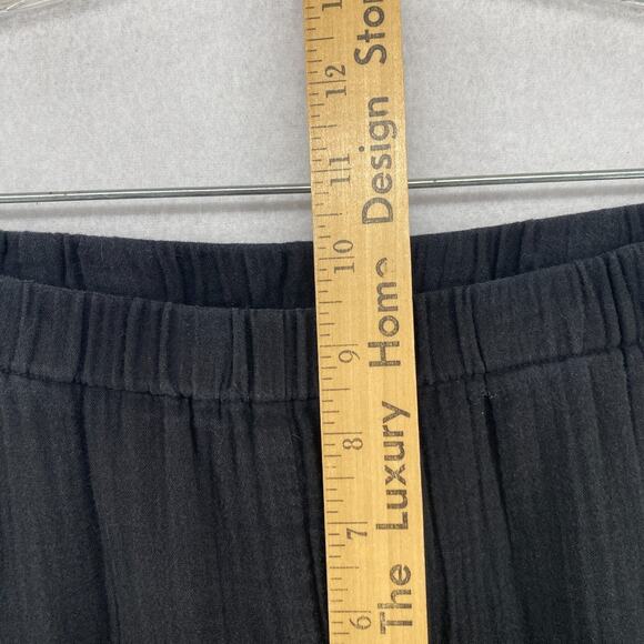 EILEEN FISHER Pants PP Organic Cotton Crinkle Gauze Tapered Ankle Pull On Black - Picture 11 of 14